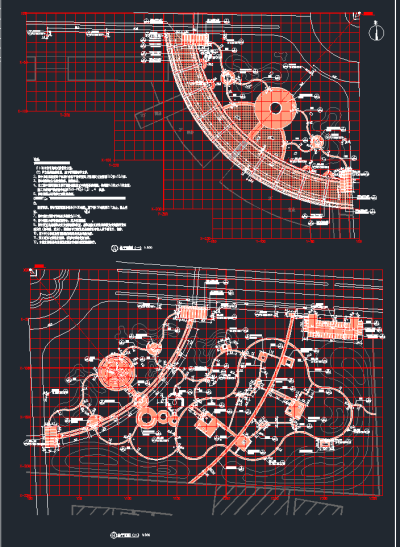 环岛公园景观CAD图纸，公园景观CAD建筑图纸下载