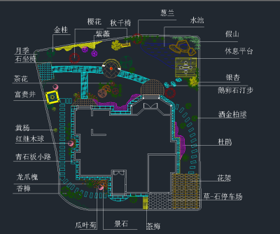 庭院绿化CAD设计图，庭院CAD施工图纸下载