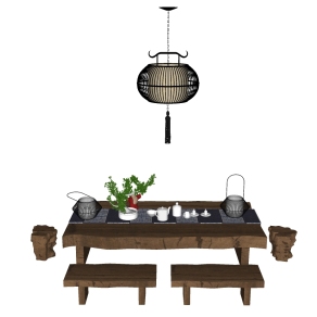   现代  茶室草图大师模型，茶室sketchup模型下载